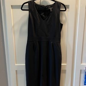 J Crew V-Neck 100% Wool Suiting Dress, Black, Size 4